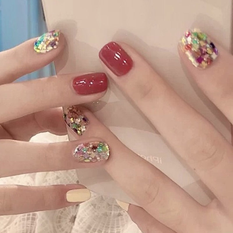 Rhinestone Design Artificial Nails - Orchid Unique