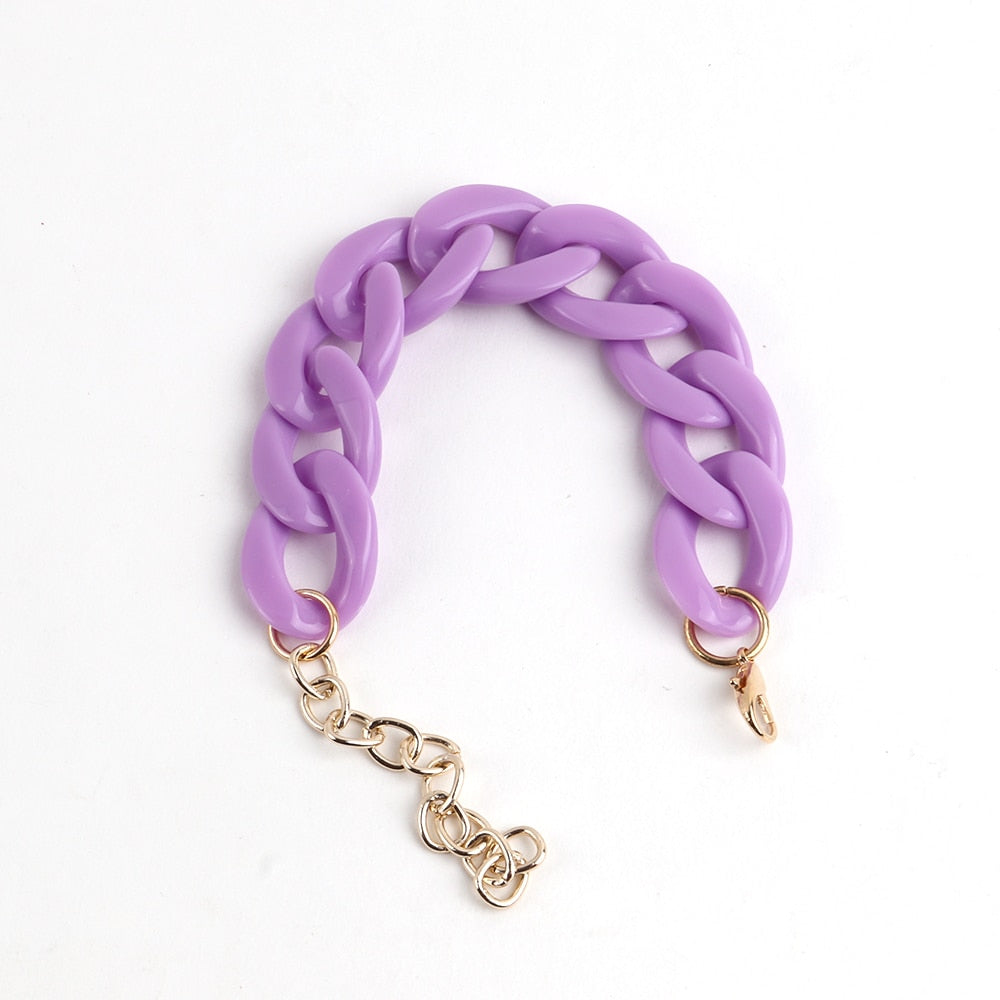 Colorful Acrylic Thick Chain Bracelets - Orchid Unique