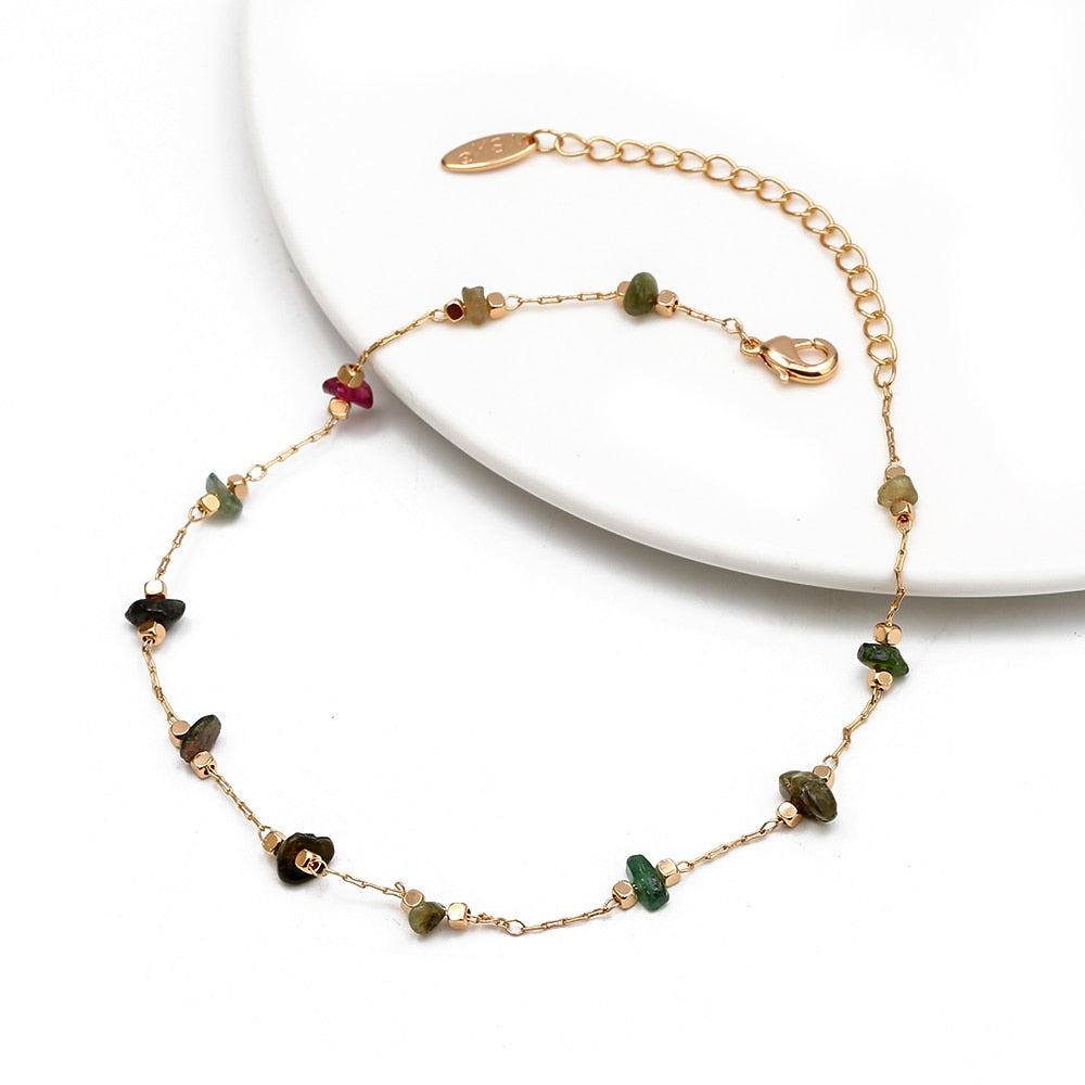 Lucky Eye Natural Stone Anklet - Orchid Unique
