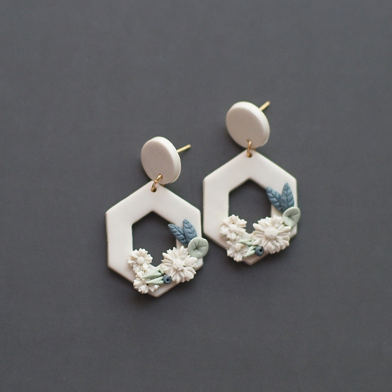 Handmade Crafts Molded Floral Earrings - Orchid Unique