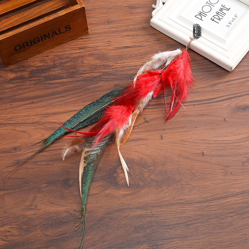Levao Indian Festival Tassel Feather Hair Combs Hairpins for Women Hippie Headpiece Ethnic Head Band Hair Comb Clips Headwear - Orchid Unique