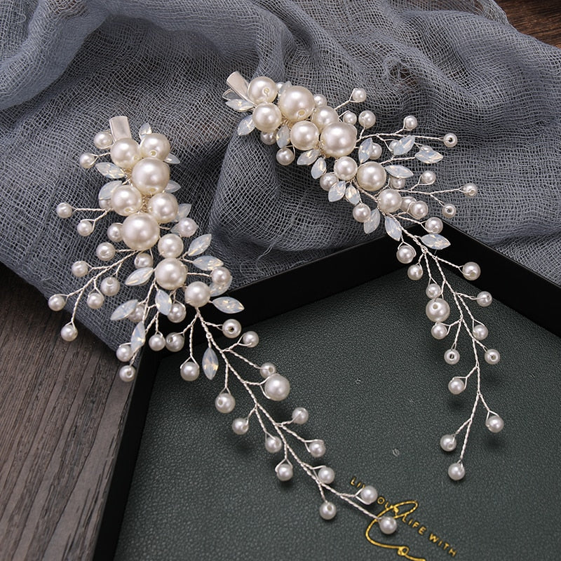 Rhinestone Pearl Hair Clip - Orchid Unique