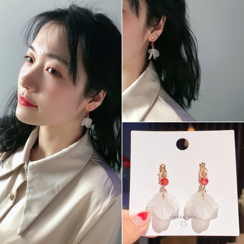 Cute Handmade pearl clip on Earrings - Orchid Unique