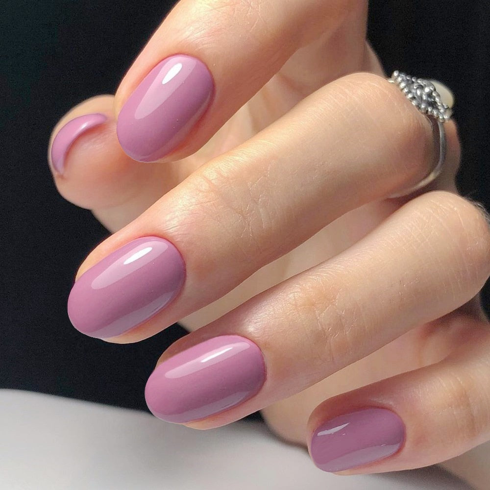 Shiny Short Fake Nails - Orchid Unique