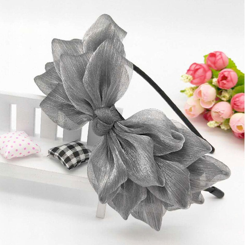 Big Bow Floral Shining Hair Band - Orchid Unique