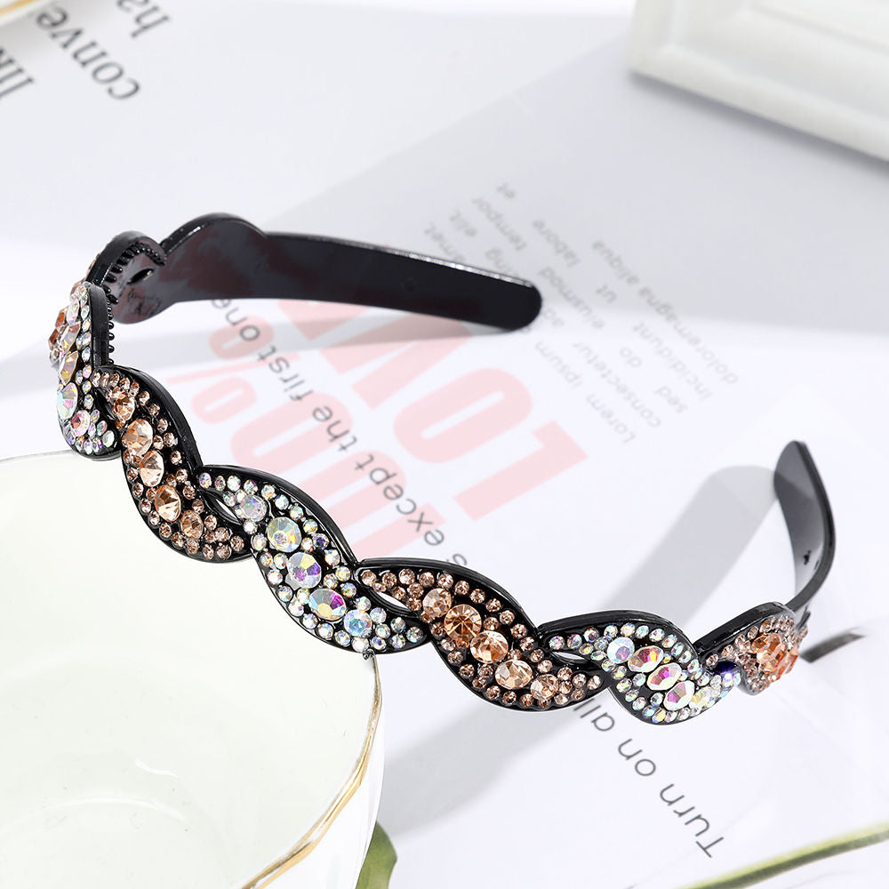 Hairbands Bezel Colorful Rhinestone - Orchid Unique