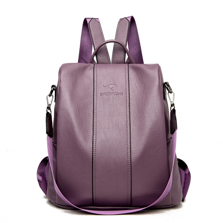 Anti-theft leather backpack - Orchid Unique