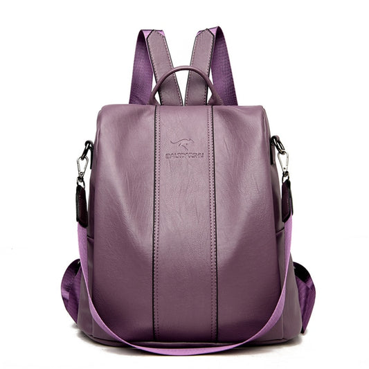 Anti-theft leather backpack - Orchid Unique