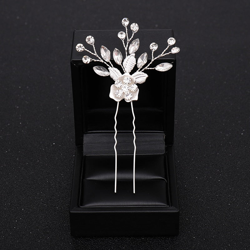 Flower Hair Comb Wedding Hair Accessories Silver Color Rhinestone Headband Bridal Tiara Headband Hair Pins Wedding Hair Jewelry - Orchid Unique