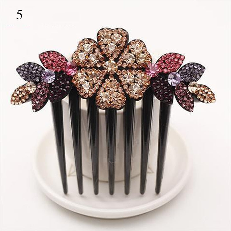 Crystal Flower Hair Combs - Orchid Unique