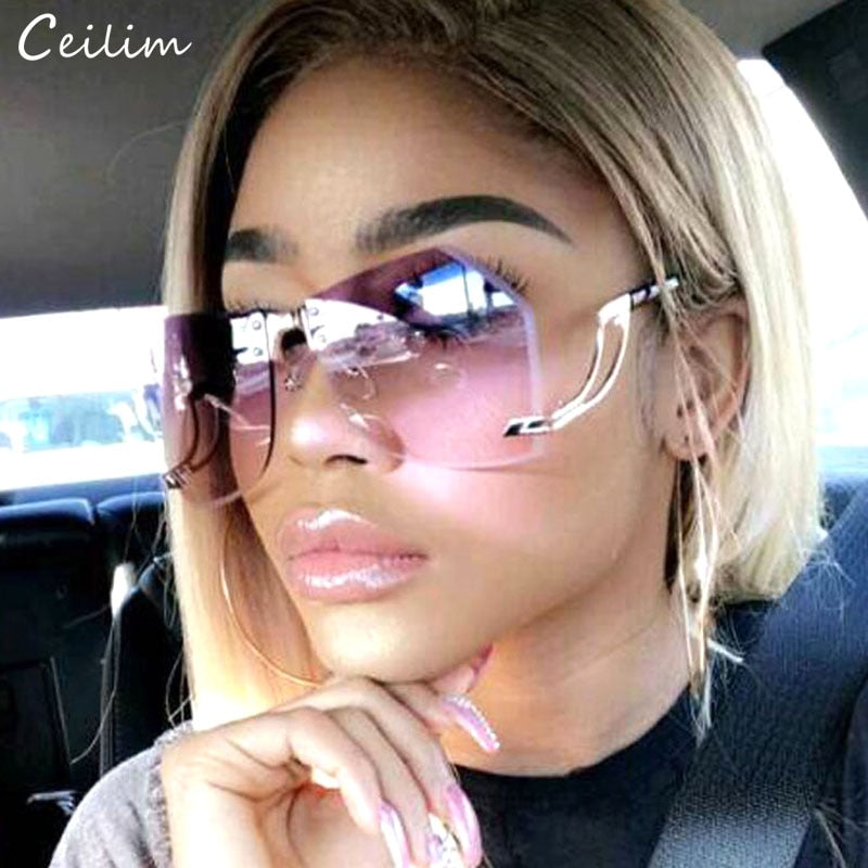 Irregular Rimless Sunglasses - Orchid Unique