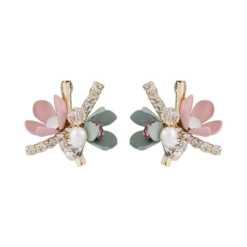 Handmade Colorful Flowers Stud Earring - Orchid Unique
