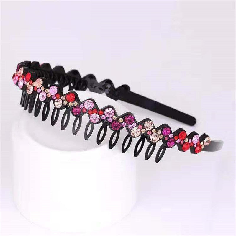 Hairbands Bezel Colorful Rhinestone - Orchid Unique