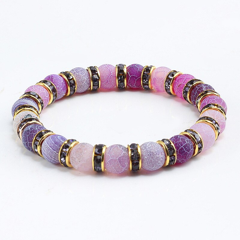 Classic Purple Crystal Beaded Chakra Bracelet - Orchid Unique
