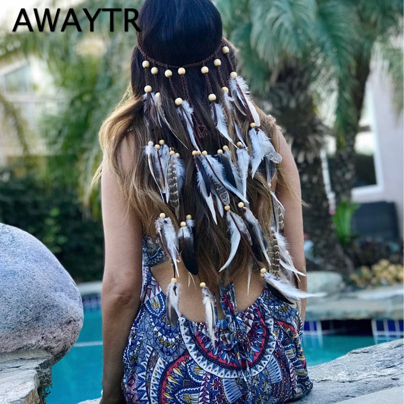 Festival Boho Feather Headband - Orchid Unique