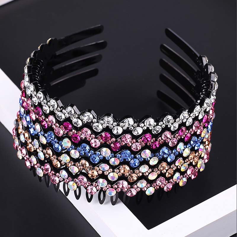 Hairbands Bezel Colorful Rhinestone - Orchid Unique