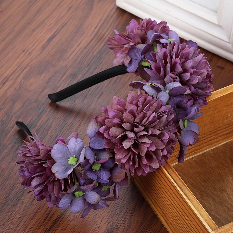 Haimeikang Colorful Flower Headband Fabric Princess Headdresses Girls Bride Headband Women Beach Wedding Hair Accessories - Orchid Unique