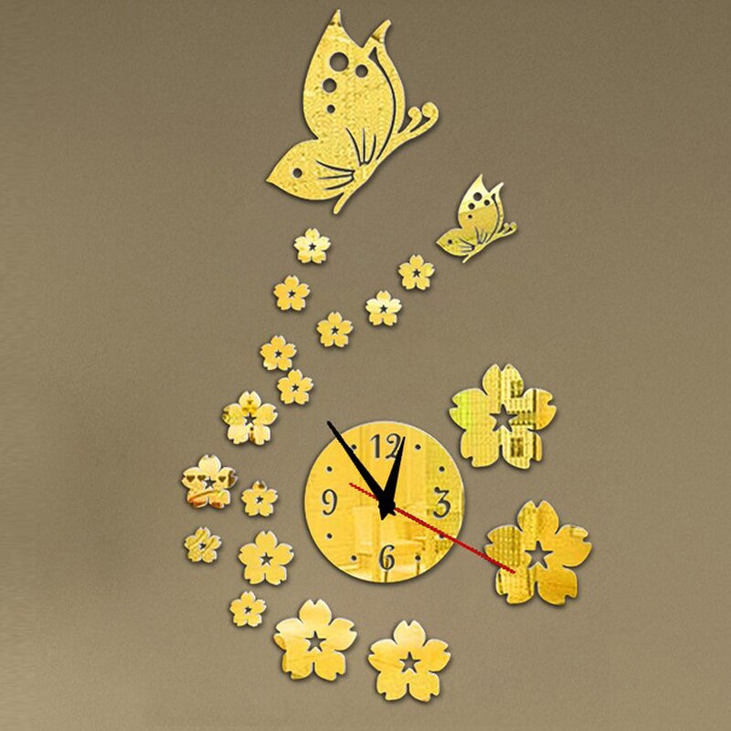 Modern 3D Crystal Mirror Clock - Orchid Unique