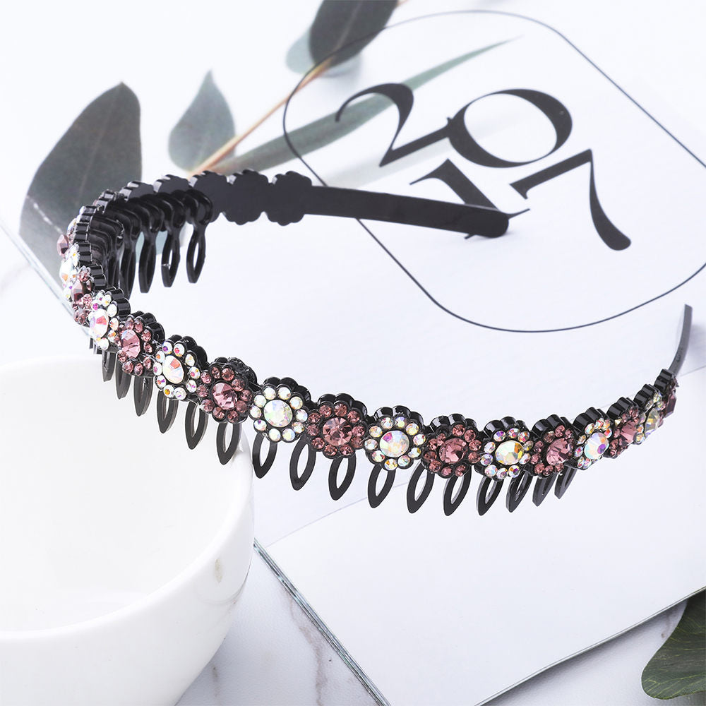 Hairbands Bezel Colorful Rhinestone - Orchid Unique