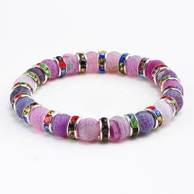 Classic Purple Crystal Beaded Chakra Bracelet - Orchid Unique