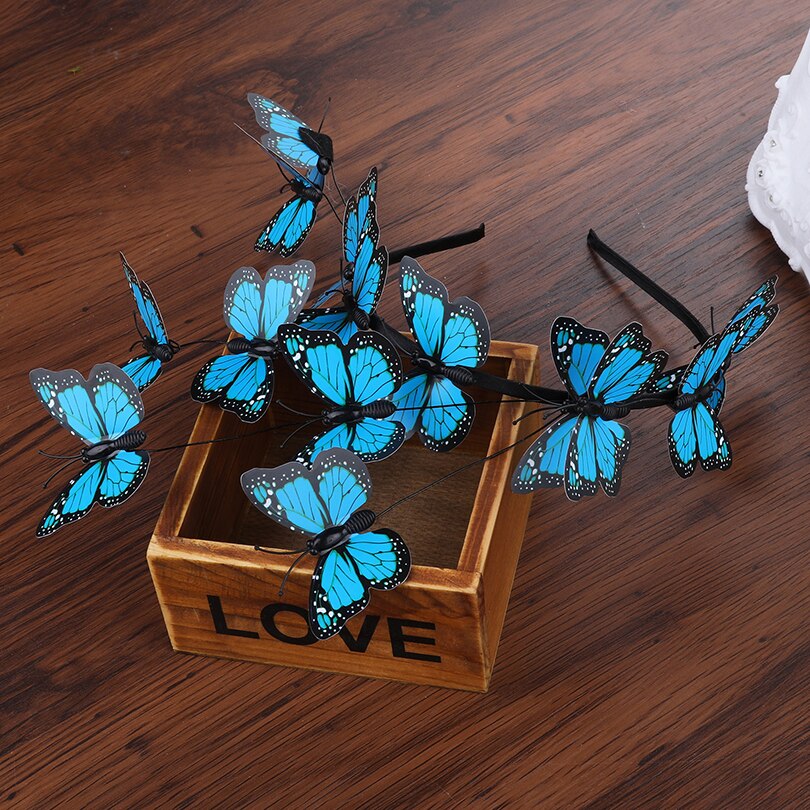 Haimeikang Handmade Blue Butterfly Headband Big Ladies Costume Hair Accessories Show Ladies Tea Show Hairband Headpieces - Orchid Unique