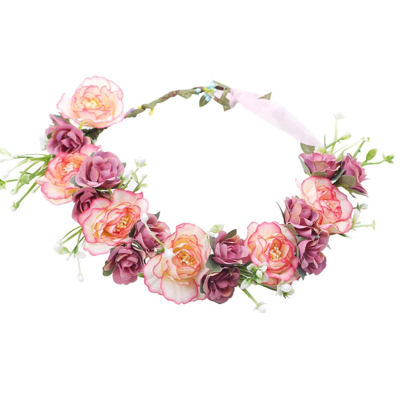 Rustic Bridesmaid Hair Flower Headbands Wedding Hair Accessories Bridal Flower Crown Headpieces Bridal Flower Girls Garland - Orchid Unique