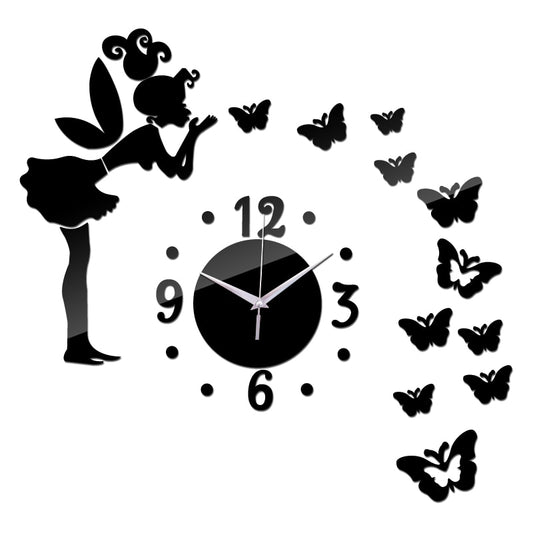 Top Fashion 3D Mirror Acrylic Wall Clock - Orchid Unique