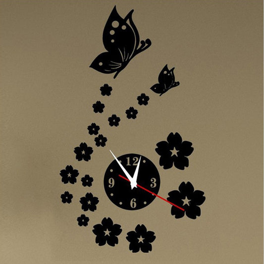 Modern 3D Crystal Mirror Clock - Orchid Unique