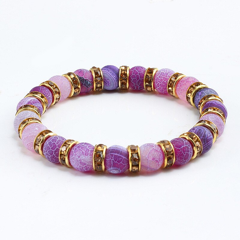 Classic Purple Crystal Beaded Chakra Bracelet - Orchid Unique