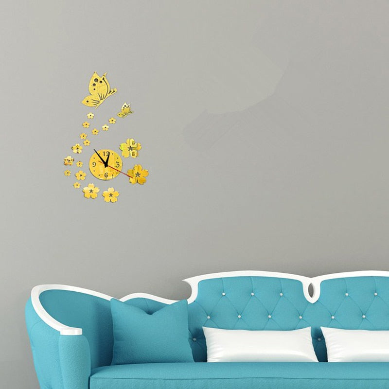 Modern 3D Crystal Mirror Clock - Orchid Unique