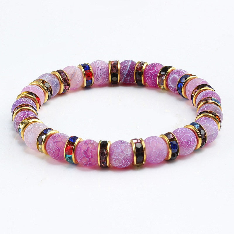 Classic Purple Crystal Beaded Chakra Bracelet - Orchid Unique