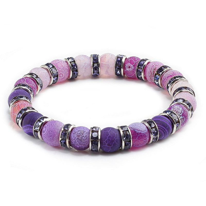 Classic Purple Crystal Beaded Chakra Bracelet - Orchid Unique
