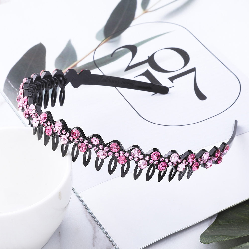 Hairbands Bezel Colorful Rhinestone - Orchid Unique