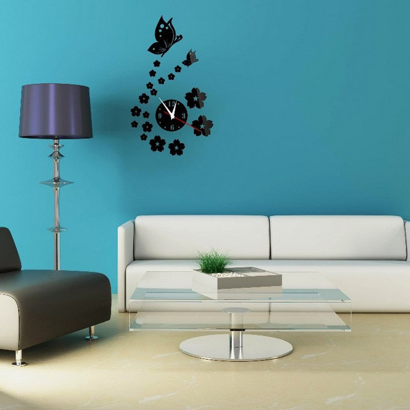 Modern 3D Crystal Mirror Clock - Orchid Unique