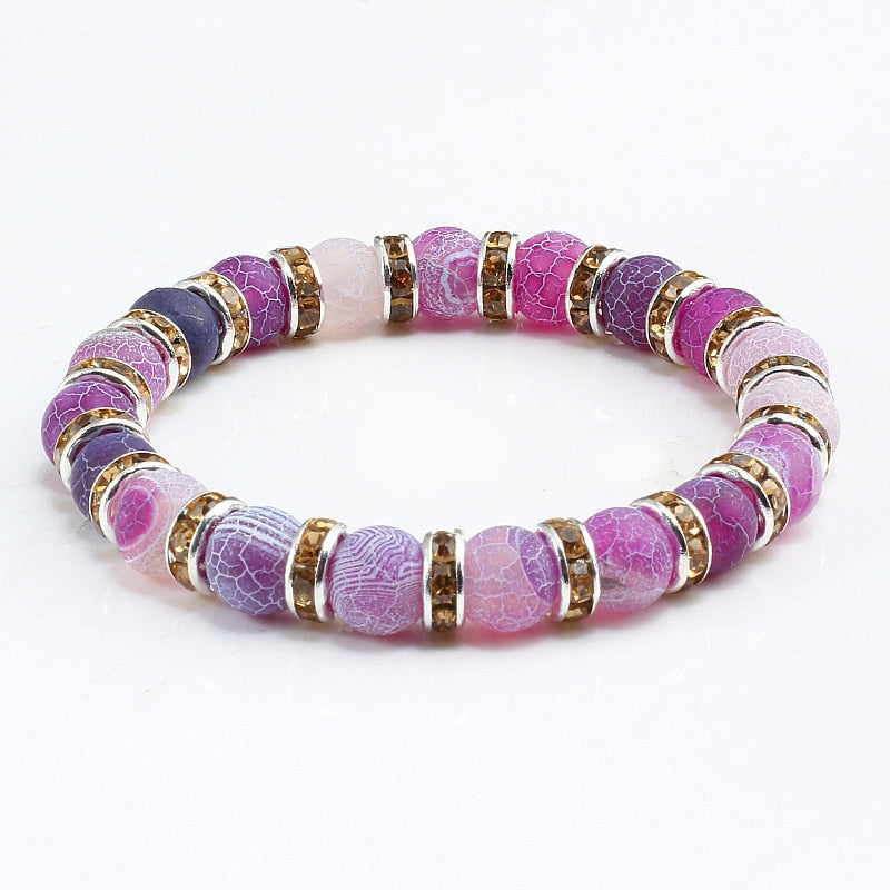 Classic Purple Crystal Beaded Chakra Bracelet - Orchid Unique