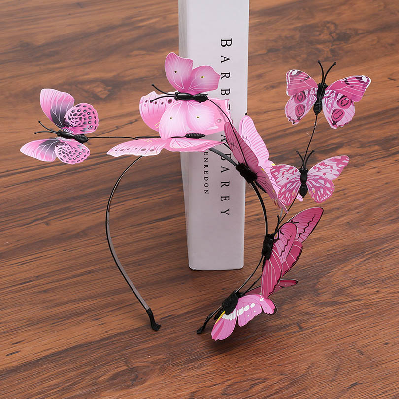 Haimeikang Handmade Blue Butterfly Headband Big Ladies Costume Hair Accessories Show Ladies Tea Show Hairband Headpieces - Orchid Unique