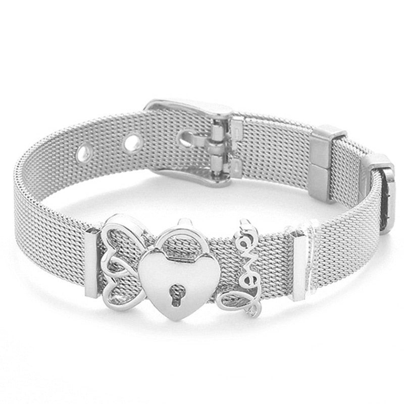 Crystal Heart Anchor Charm Fine Bracelet - Orchid Unique
