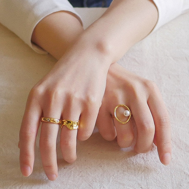 Dainty Faux Pearl Ring - Orchid Unique
