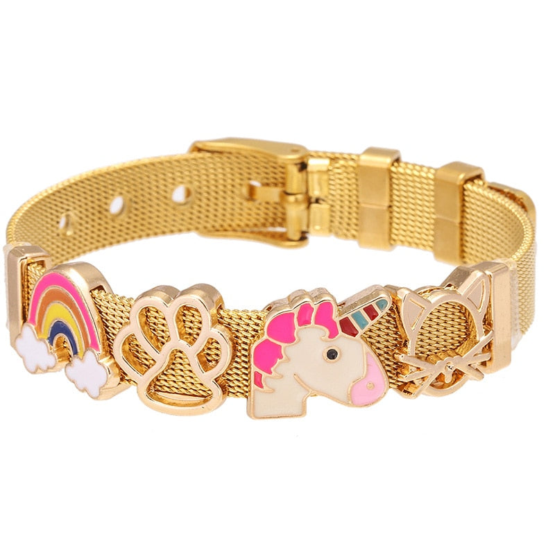 Crystal Heart Anchor Charm Fine Bracelet - Orchid Unique