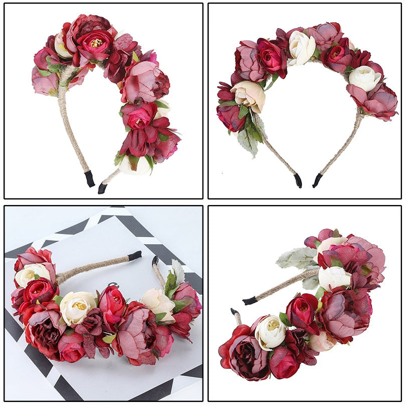 Haimeikang Colorful Flower Headband Fabric Princess Headdresses Girls Bride Headband Women Beach Wedding Hair Accessories - Orchid Unique