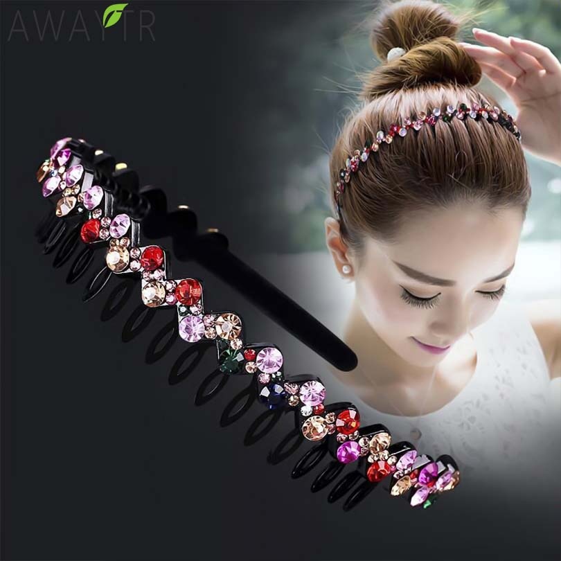 Hairbands Bezel Colorful Rhinestone - Orchid Unique
