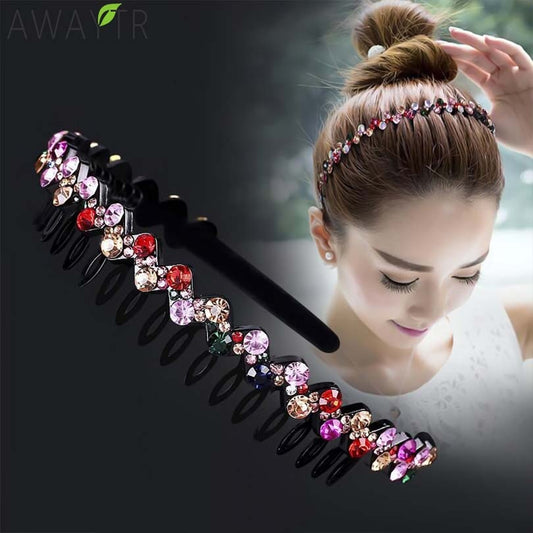 Hairbands Bezel Colorful Rhinestone - Orchid Unique