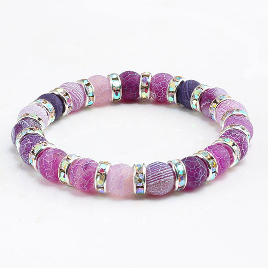 Classic Purple Crystal Beaded Chakra Bracelet - Orchid Unique