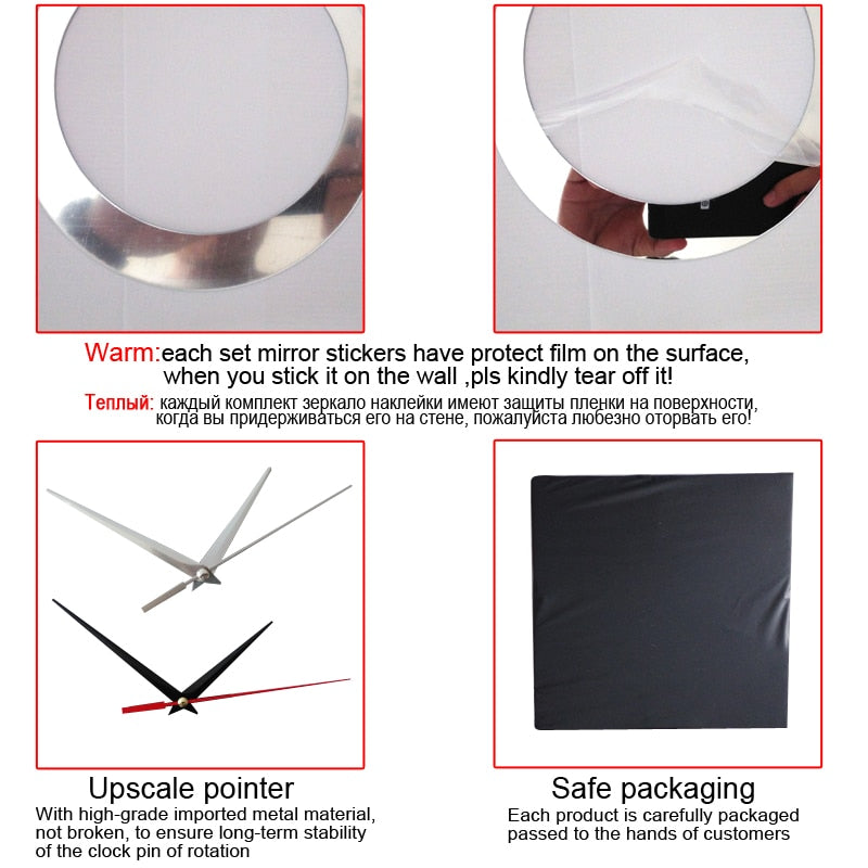 Top Fashion 3D Mirror Acrylic Wall Clock - Orchid Unique