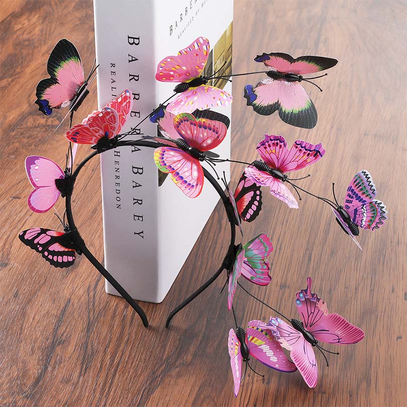 Haimeikang Handmade Blue Butterfly Headband Big Ladies Costume Hair Accessories Show Ladies Tea Show Hairband Headpieces - Orchid Unique