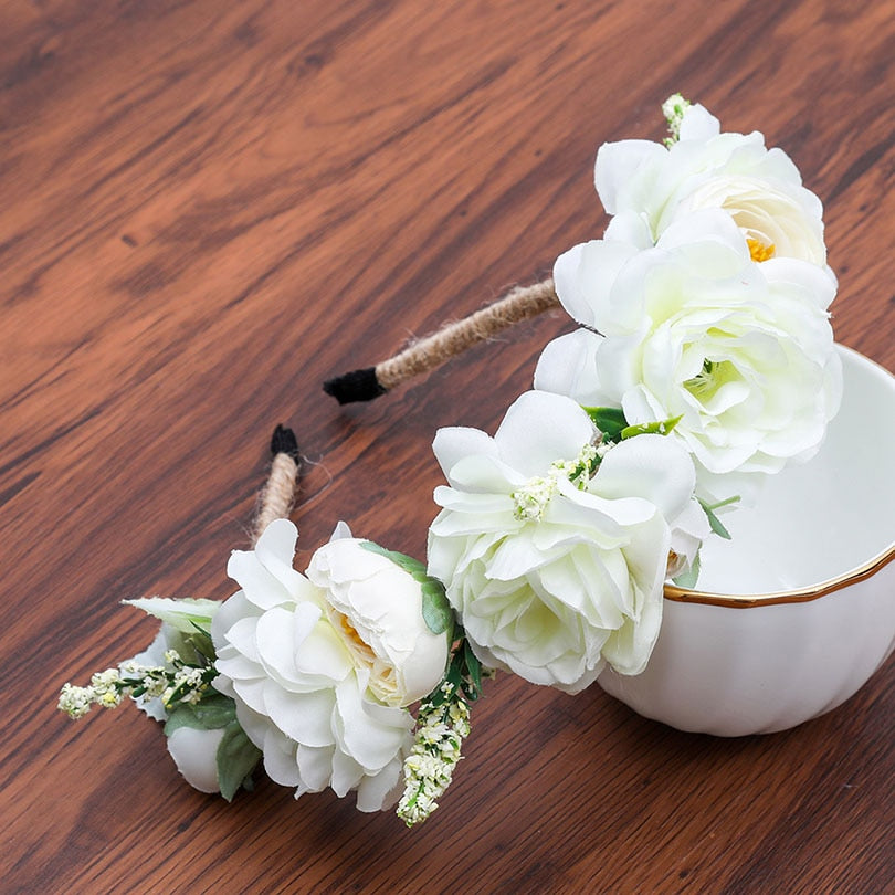 Haimeikang Colorful Flower Headband Fabric Princess Headdresses Girls Bride Headband Women Beach Wedding Hair Accessories - Orchid Unique
