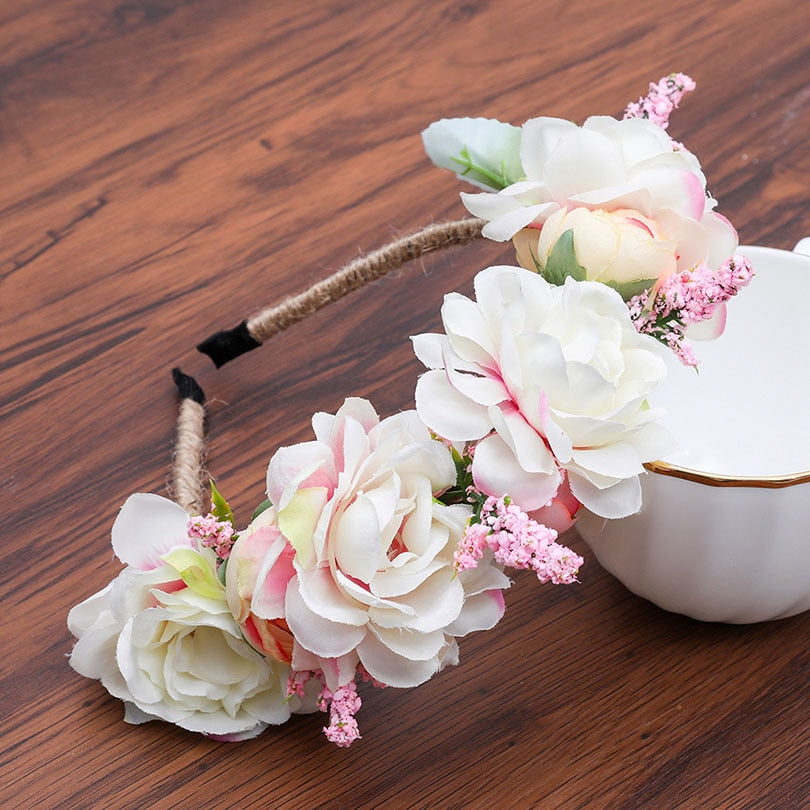 Haimeikang Colorful Flower Headband Fabric Princess Headdresses Girls Bride Headband Women Beach Wedding Hair Accessories - Orchid Unique
