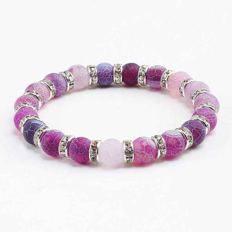 Classic Purple Crystal Beaded Chakra Bracelet - Orchid Unique