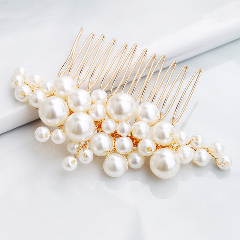 Miallo 2019 5 pcs/set Pearls Wedding Hair Comb Bridal Hair Pins Clips Women Hair Jewelry Accessories Handmade Headpieces - Orchid Unique