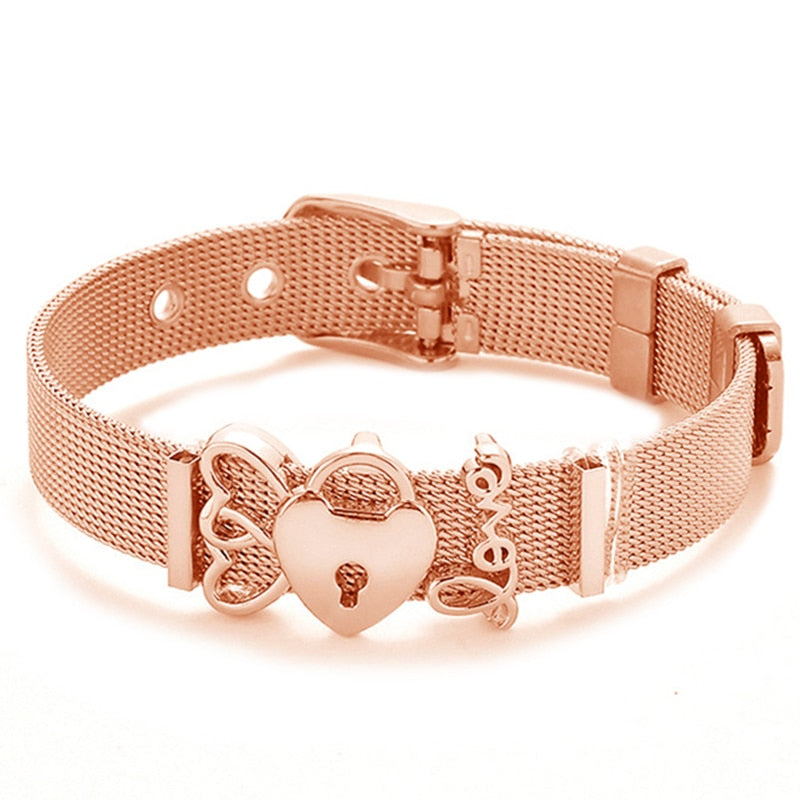 Crystal Heart Anchor Charm Fine Bracelet - Orchid Unique